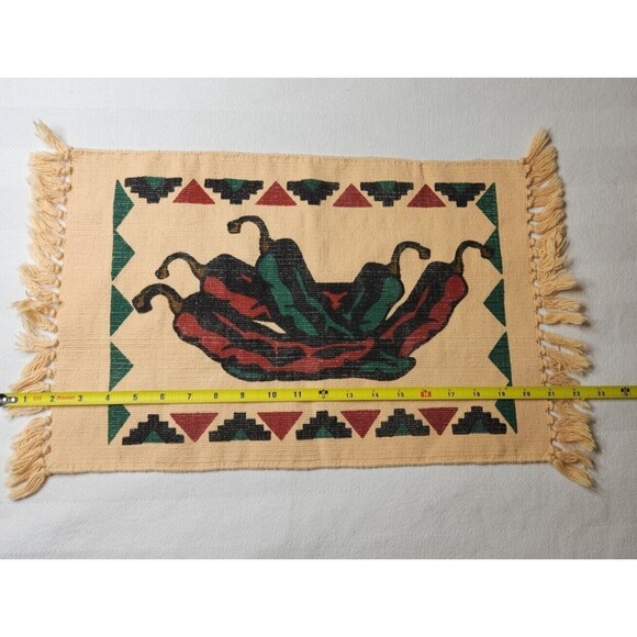 Southwest Peppers Placemats Set X 4 Coarse Weave Beige Cotton Rustic Western - Picture 6 of 6